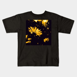 Spatter Painting of Yellow Chrysanthemum on Black Background Kids T-Shirt